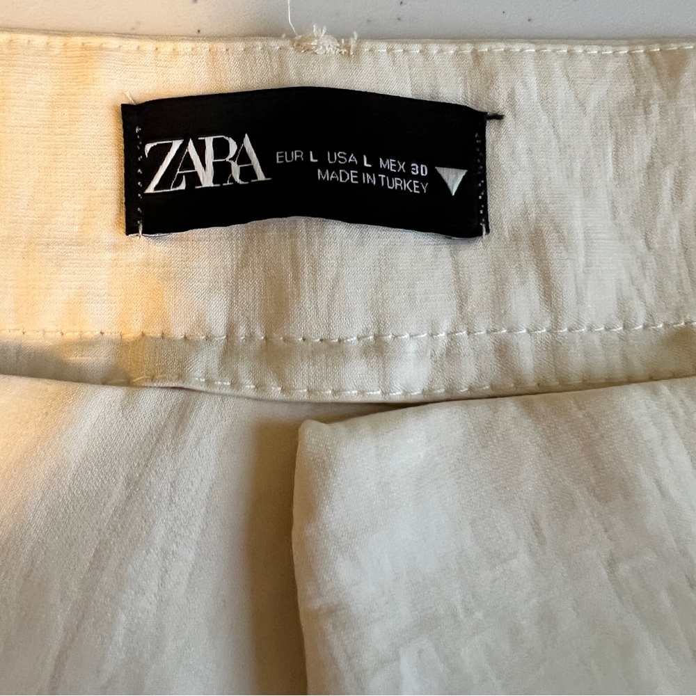 Zara Women’s Cream Wide-Leg Pants Size L - Picture 6 of 9